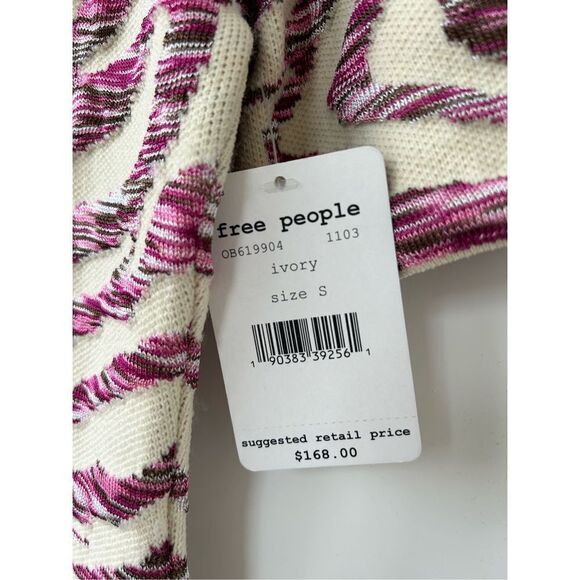 Free People Take Me Out Zebra Print Mini Sweater Dress Ivory Pink Size Small - Picture 8 of 10